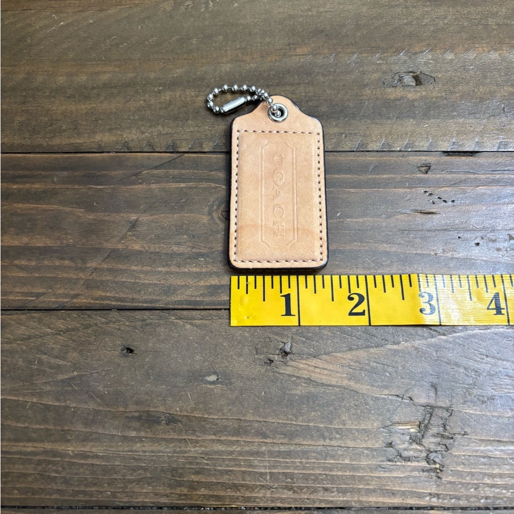 Coach Tan Leather Hang Tag with Silver Ball Chain - Picture 4 of 4
